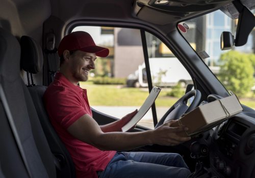 side-view-man-checking-list-package